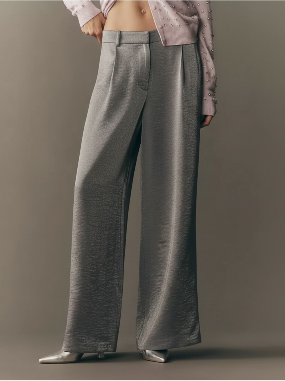 NWT Maeve Shimmer grey Wide-Leg Trouser 0 preppy soft girl romantic angelcore